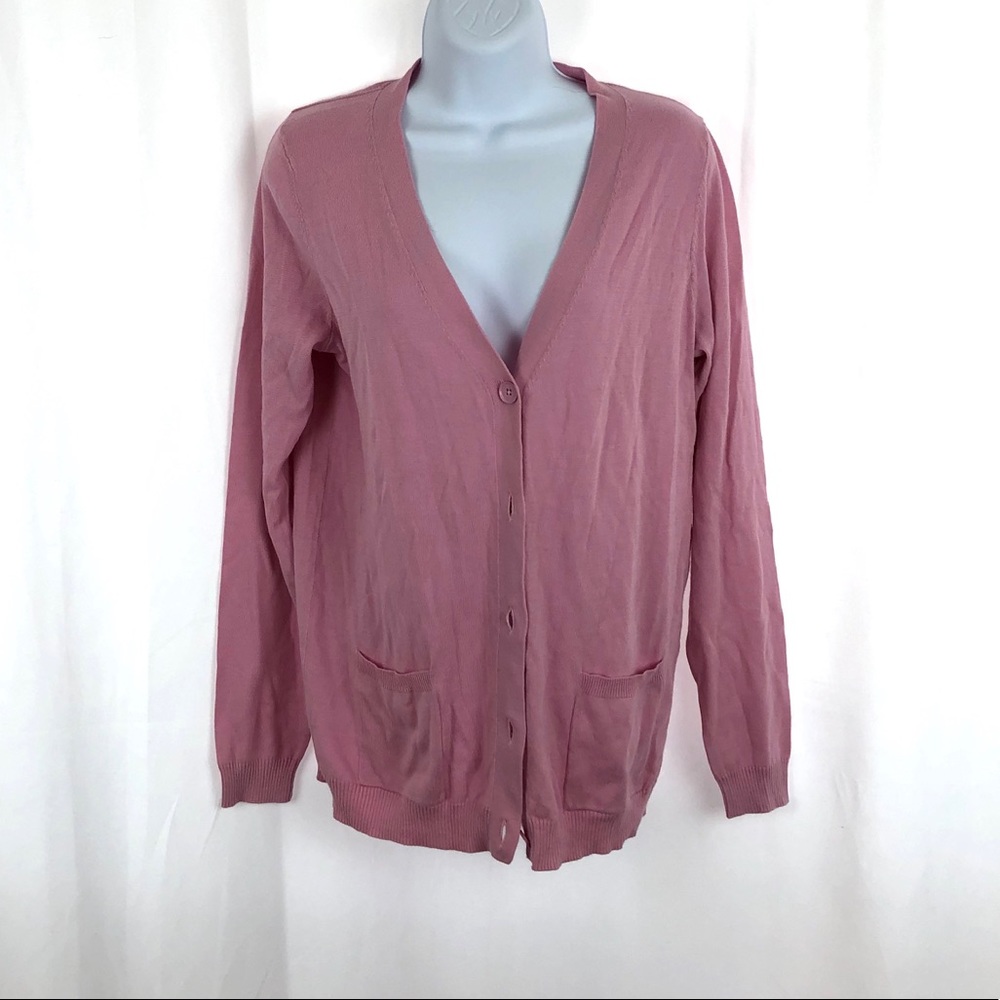 Talbots Button Front Cotton Cardigan Pockets S - image 1